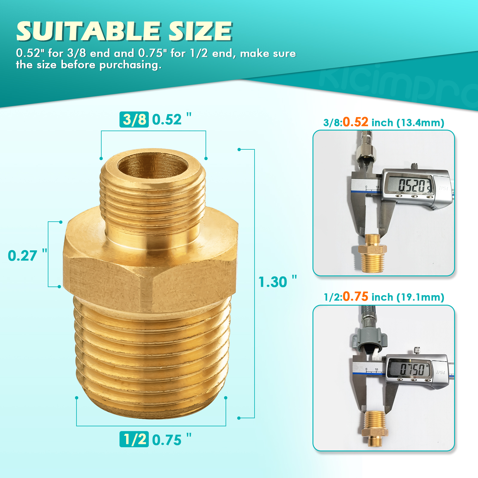 3/8 to 1/2 adapter, Kicimpro Rv Faucet Adapter 1/2 to 3/8 Reducer Brass ...